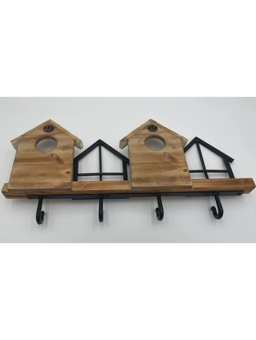 Rustic Farmhouse Birdhouse Wall Hook Rack Decor